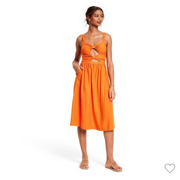 Women's Double Cut Out Midi Dress - Fe Noel x Target Orange L - Picture 1 of 2